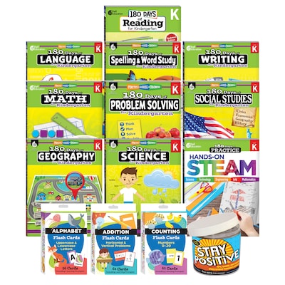 Shell Education 180 Days: Homeschool Kindergarten Workbook, 15 Books/Set (SEP163416)