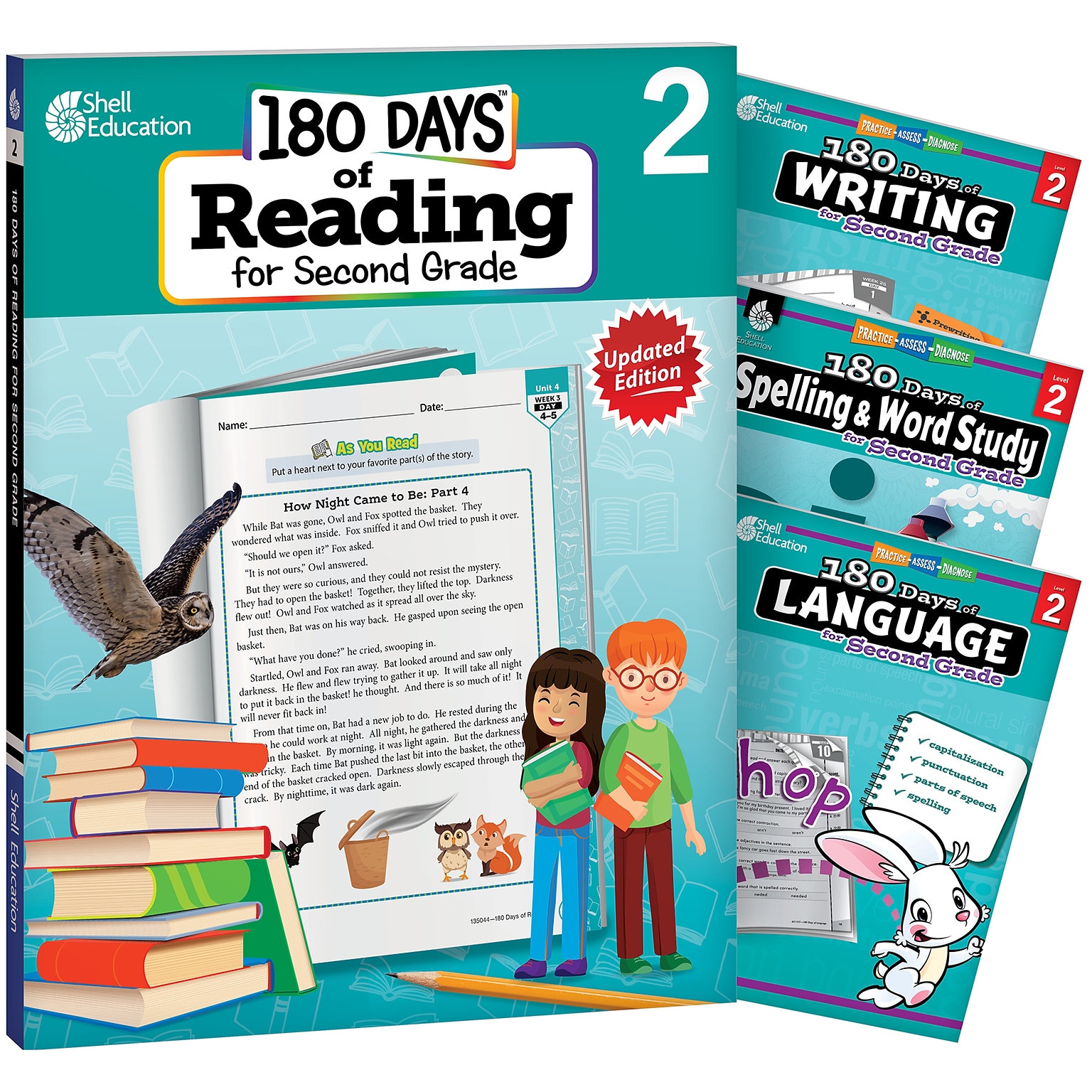 Shell Education 180 Days Phonics Grade 2 Workbook, 4 Books/Pack (SEP161888)