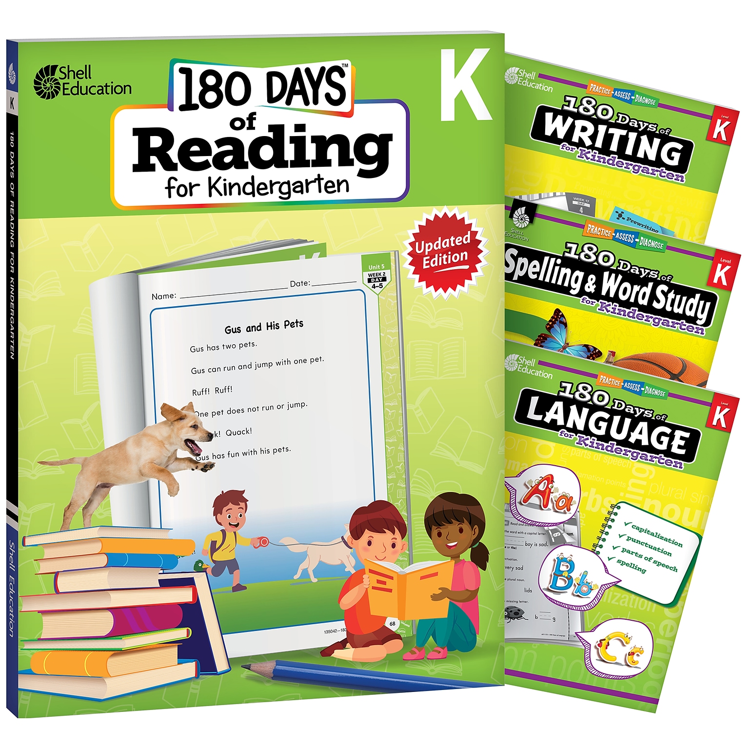 Shell Education 180 Days Phonics Kindergarten Workbook, 4 Books/Pack (SEP161886)