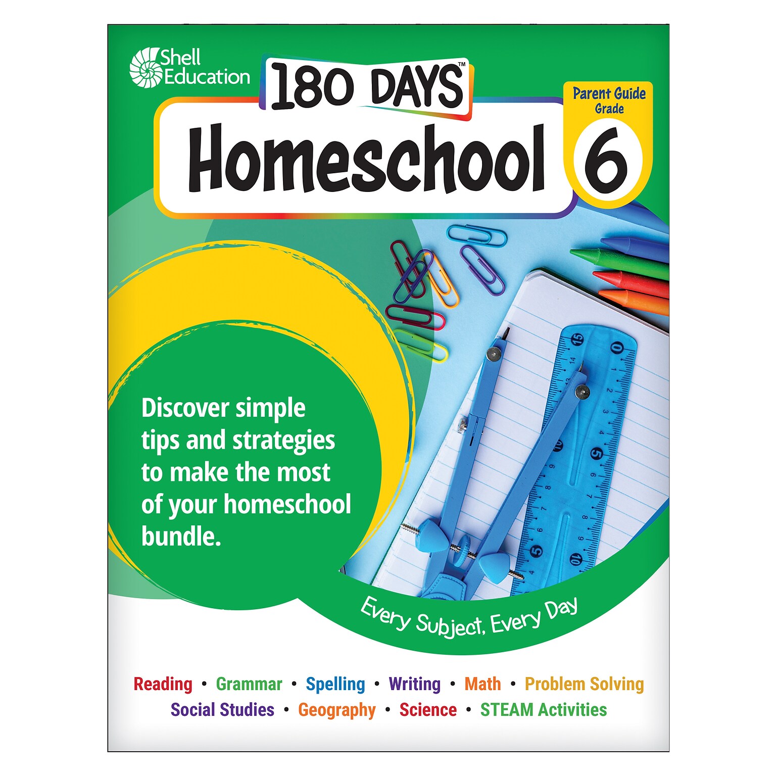 Shell Education 180 Days: Homeschool Grade 6 Workbook, 15 Books/Set (SEP163422)
