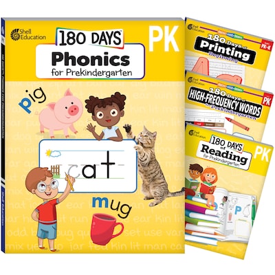 Shell Education 180 Days Phonics for Prekindergarten Workbook, 4 Books/Pack (SEP161885)