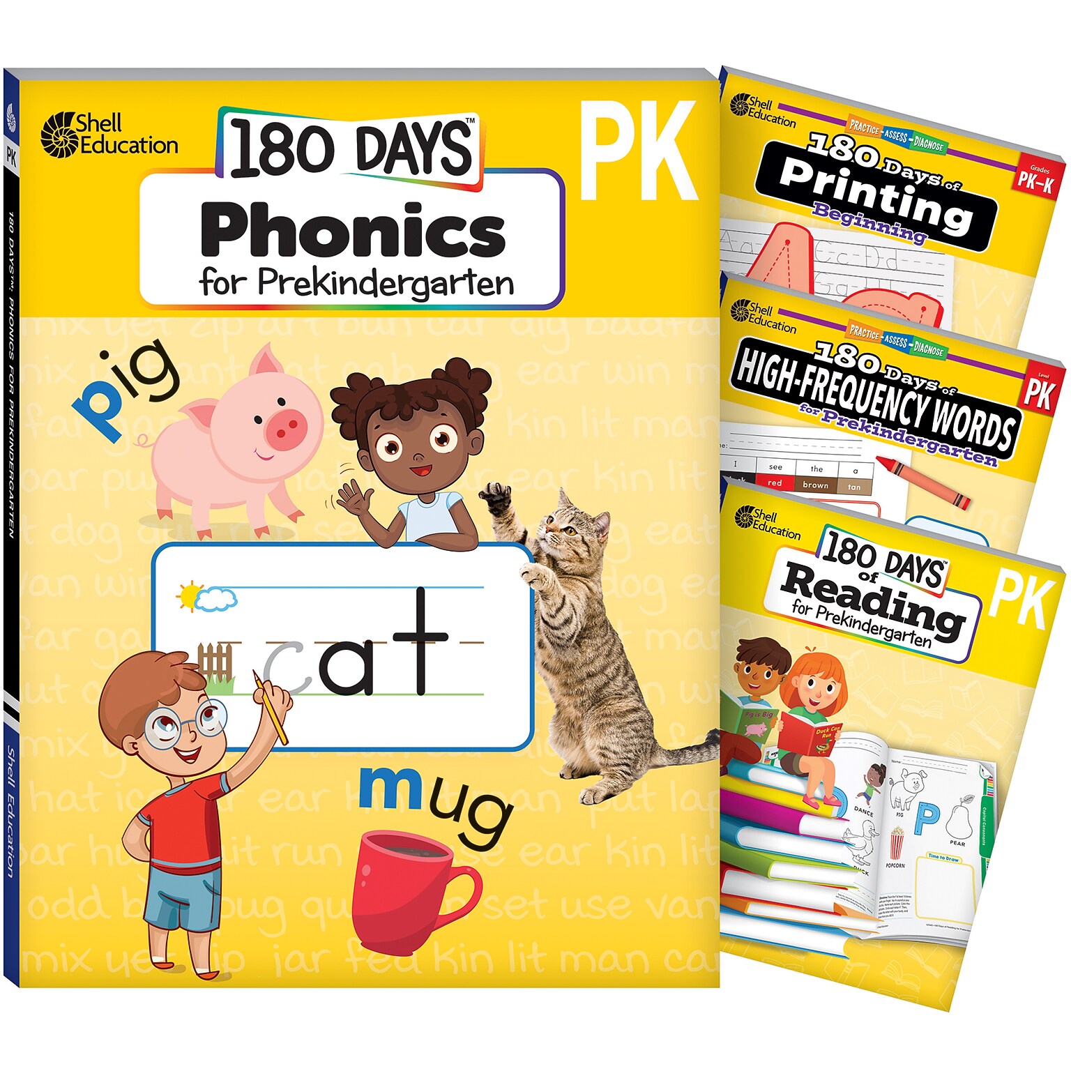 Shell Education 180 Days Phonics for Prekindergarten Workbook, 4 Books/Pack (SEP161885)