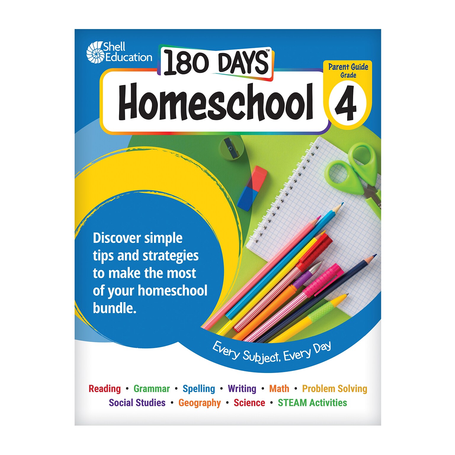 Shell Education 180 Days: Homeschool Grade 4 Workbook, 15 Books/Set (SEP163420)