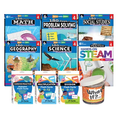 Shell Education 180 Days: Homeschool Grade 4 Workbook, 15 Books/Set (SEP163420)