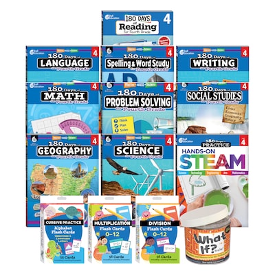 Shell Education 180 Days: Homeschool Grade 4 Workbook, 15 Books/Set (SEP163420)