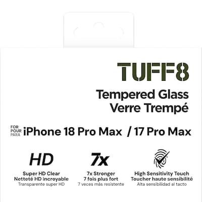 TUFF8 Tempered Glass Screen Protector for iPhone 18 Pro Max (TG-IP1804)