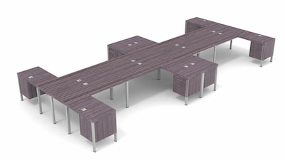 Boss Office Products Simple System 66W L-Shaped Desk with File Pedestal, Driftwood, 8/Set (SGSD027-102)