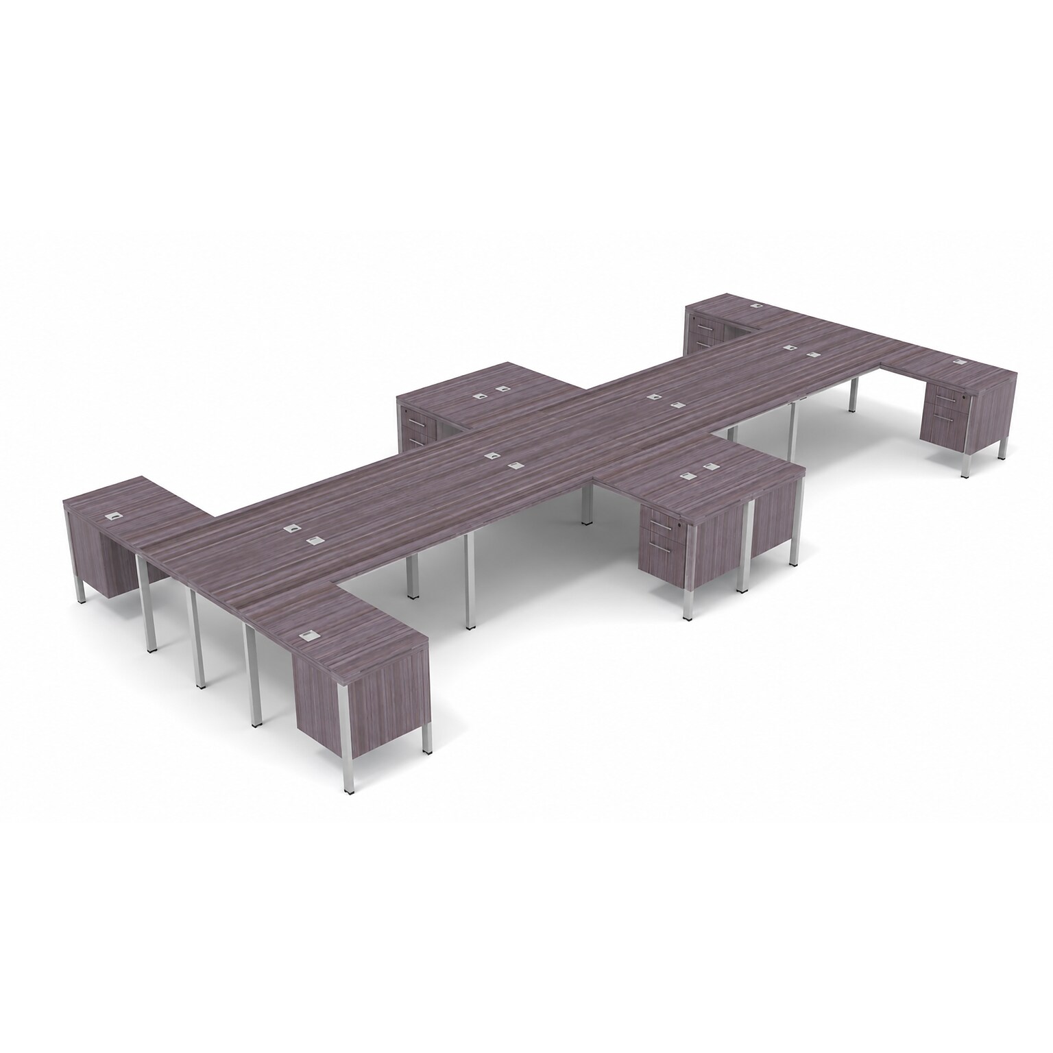 Boss Office Products Simple System 66W L-Shaped Desk with File Pedestal, Driftwood, 8/Set (SGSD027-102)