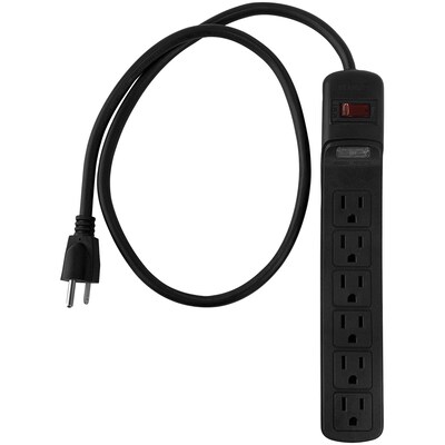 STANLEY SurgeMax 6-Outlet Surge Protector Power Strip with Straight Plug, 3-ft., 1080 Joules, Black