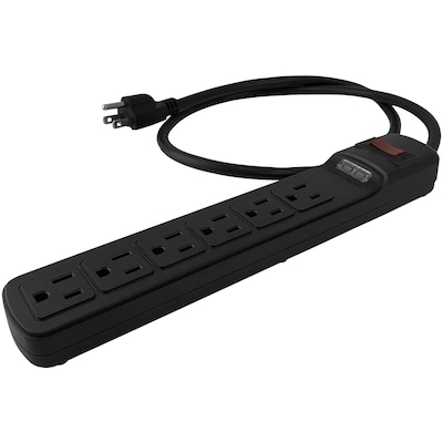 STANLEY SurgeMax 6-Outlet Surge Protector Power Strip with Straight Plug, 3-ft., 1080 Joules, Black (33220)