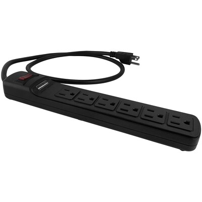 STANLEY SurgeMax 6-Outlet Surge Protector Power Strip with Straight Plug, 3-ft., 1080 Joules, Black (33220)