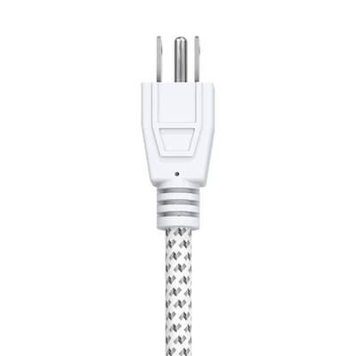 STANLEY PowerMAX 3 Mini 3-Outlet Power Strip with Braided Fabric Cord & Straight Plug, 1.5-ft., White (30000)