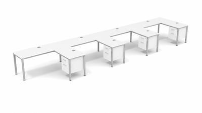Boss Office Products Simple System 66W L-Shaped Desk with File Pedestal, White, 4/Set (SGSD012-102-WT)