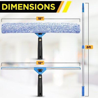 Gritt Commercial Pro Telescoping 18 Window Cleaning Squeegee Kit, Blue/Silver, 3 Piece/Kit (GRI137-6F-18)