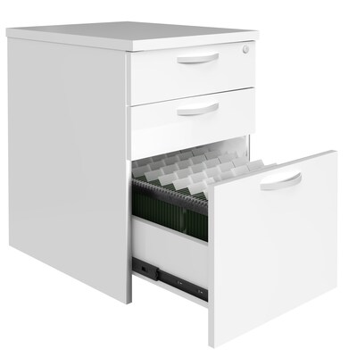 Regency Instant Office 3-Drawer Mobile File Cabinet, Letter/Legal Size, Lockable, 23.27"H x 16"W x 20"D, White (MPD116WH)