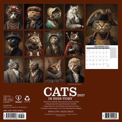 2027 Willow Creek Cats in Hiss-tory  12 x 12 Monthly Wall Calendar (59586)