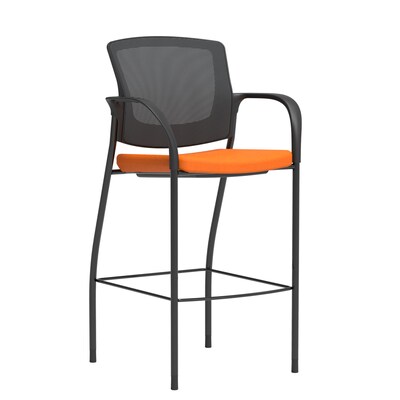 Union & Scale Workplace2.0™ Bistro Height Stool Black Mesh, Fixed Arms, Apricot Fabric (54054)