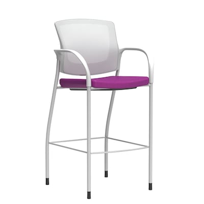 Union & Scale Workplace2.0™ Bistro Height Stool Fog Mesh, Fixed Arms, Amethyst Fabric (54244)
