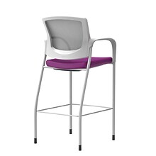 Union & Scale Workplace2.0™ Bistro Height Stool Fog Mesh, Fixed Arms, Amethyst Fabric (54244)