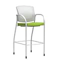 Union & Scale Workplace2.0™ Bistro Height Stool Fog Mesh, Fixed Arms, Pear Fabric (54249)