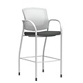 Union & Scale™ Workplace2.0™ Bistro Height Stool Fog Mesh, Fixed Arms, Iron Ore Fabric (54251)