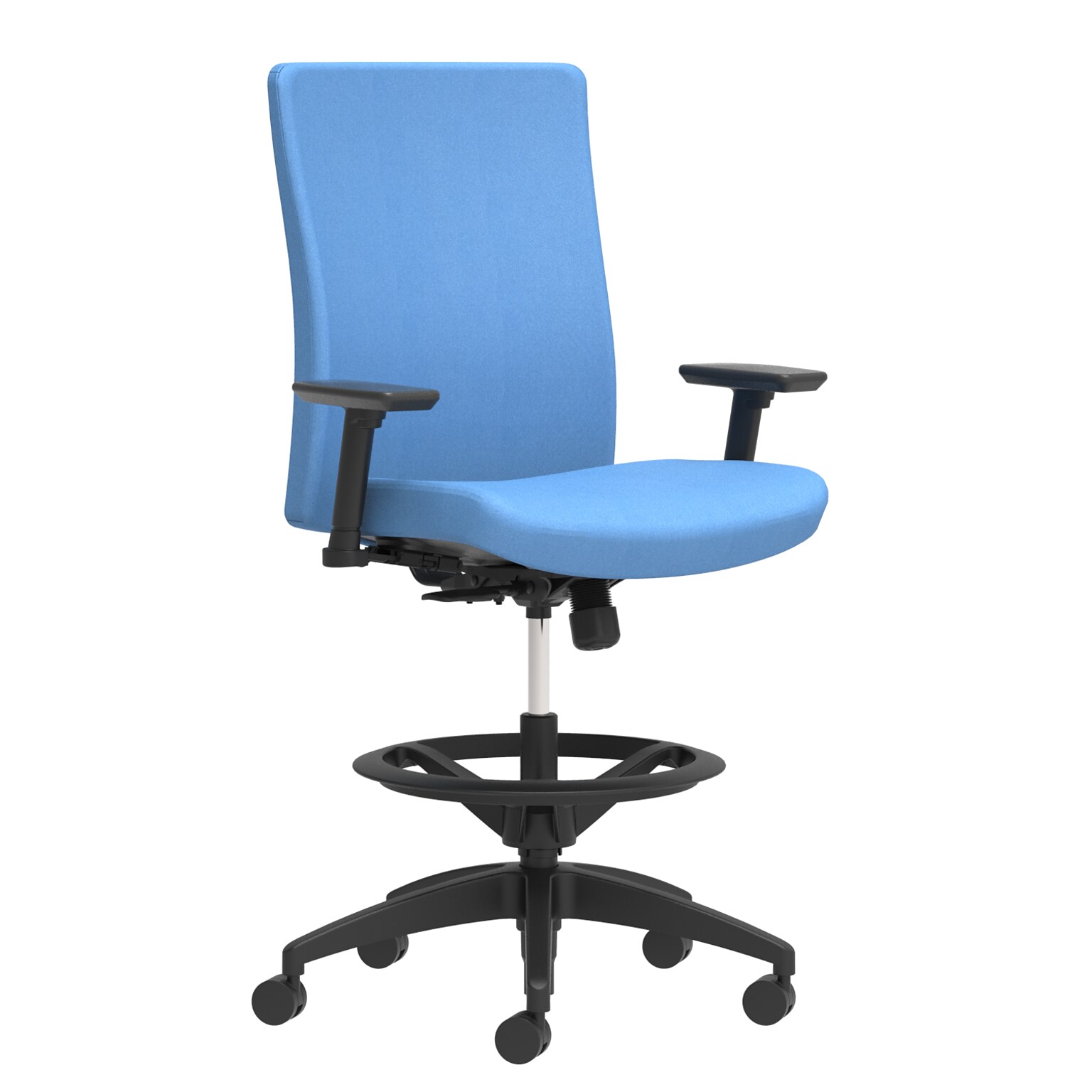 Union & Scale Workplace2.0™ Stool Upholstered 2D, Adjustable Arms, Lagoon Vinyl Limited Synchro Tilt (54240)