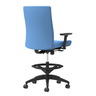 Union & Scale Workplace2.0™ Stool Upholstered 2D, Adjustable Arms, Lagoon Vinyl Limited Synchro Tilt