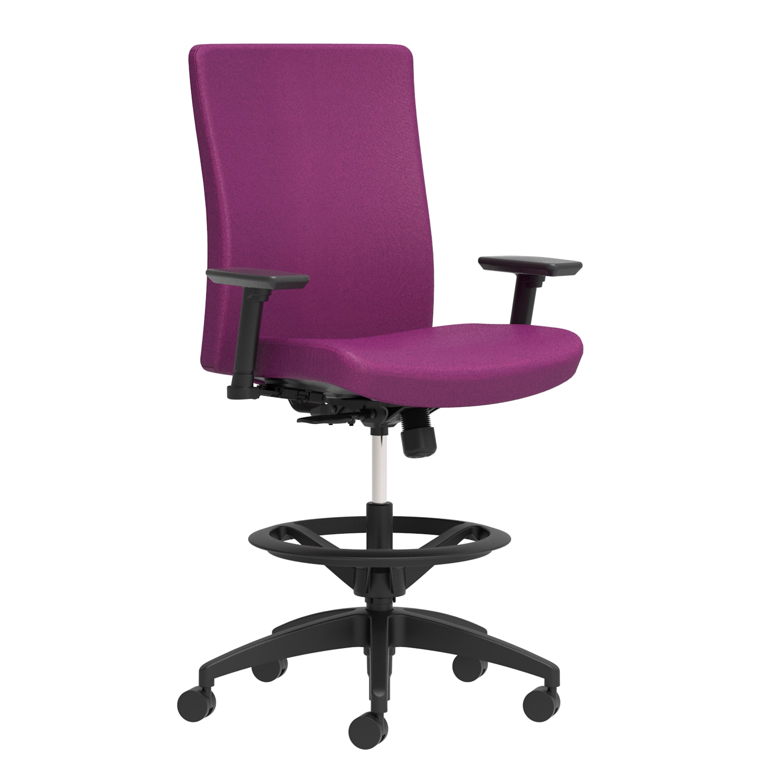 Union & Scale Workplace2.0™ Stool Upholstered 2D, Adjustable Arms, Amethyst Fabric, Limited Synchro Tilt (54203)