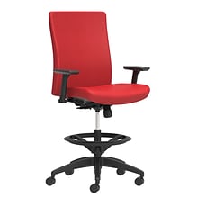 Union & Scale Workplace2.0™ Stool Upholstered 2D, Adjustable Arms, Cherry Fabric, Limited Synchro Ti
