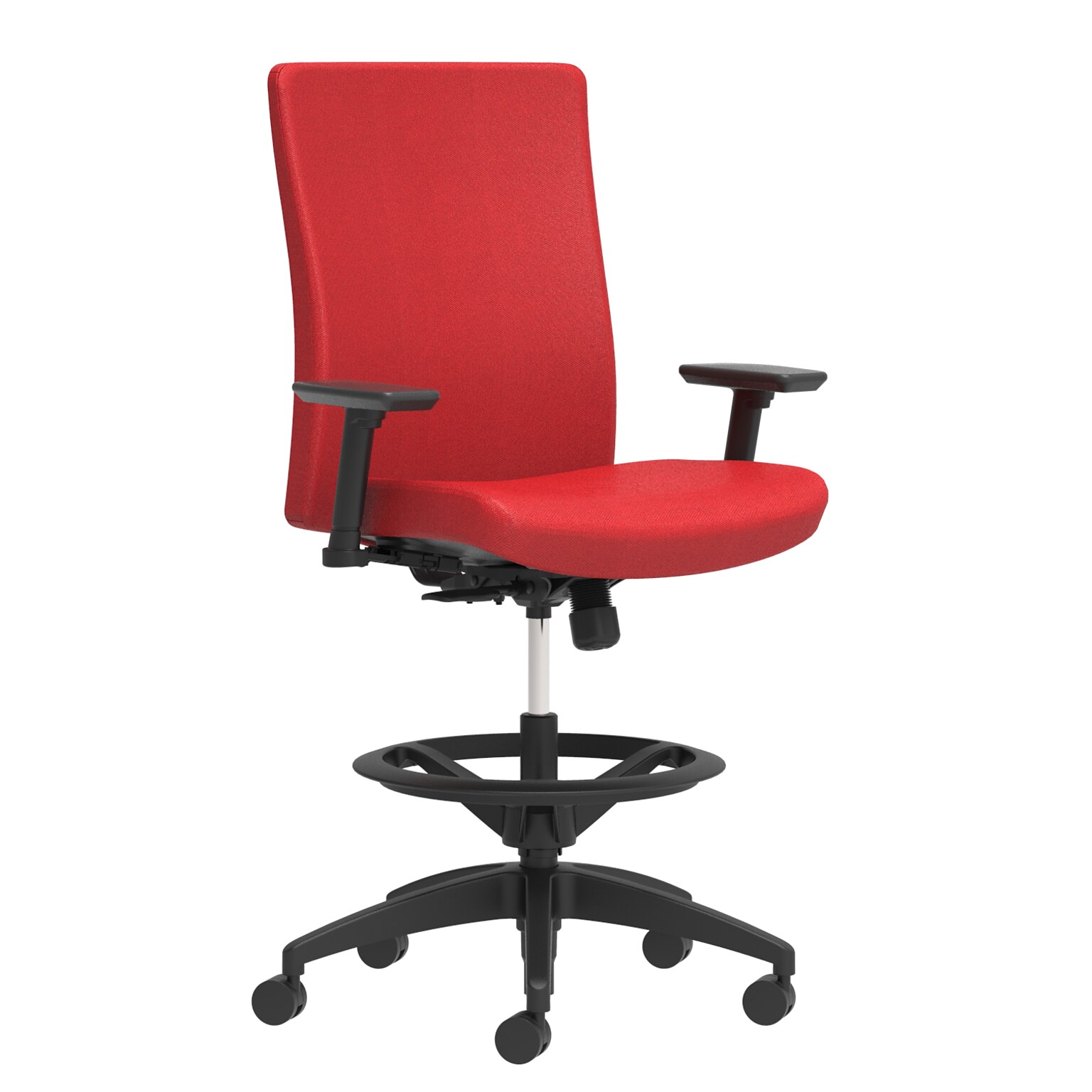 Union & Scale Workplace2.0™ Stool Upholstered 2D, Adjustable Arms, Cherry Fabric, Limited Synchro Tilt (54205)