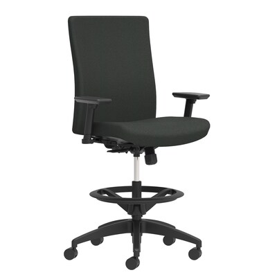 Union & Scale Workplace2.0™ Stool Upholstered 2D, Adjustable Arms, Iron Ore Fabric, Limited Synchro