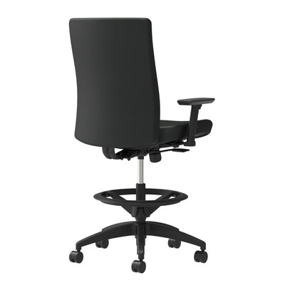 Union & Scale Workplace2.0™ Stool Upholstered 2D, Adjustable Arms, Black Vinyl Limited Synchro Tilt