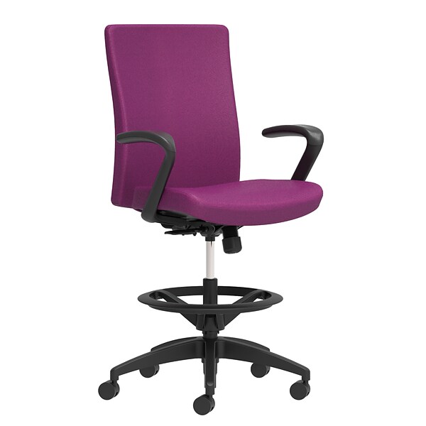 Union & Scale Workplace2.0™ Stool Upholstered, Fixed Arms, Amethyst Fabric, Limited Synchro Tilt (54214)