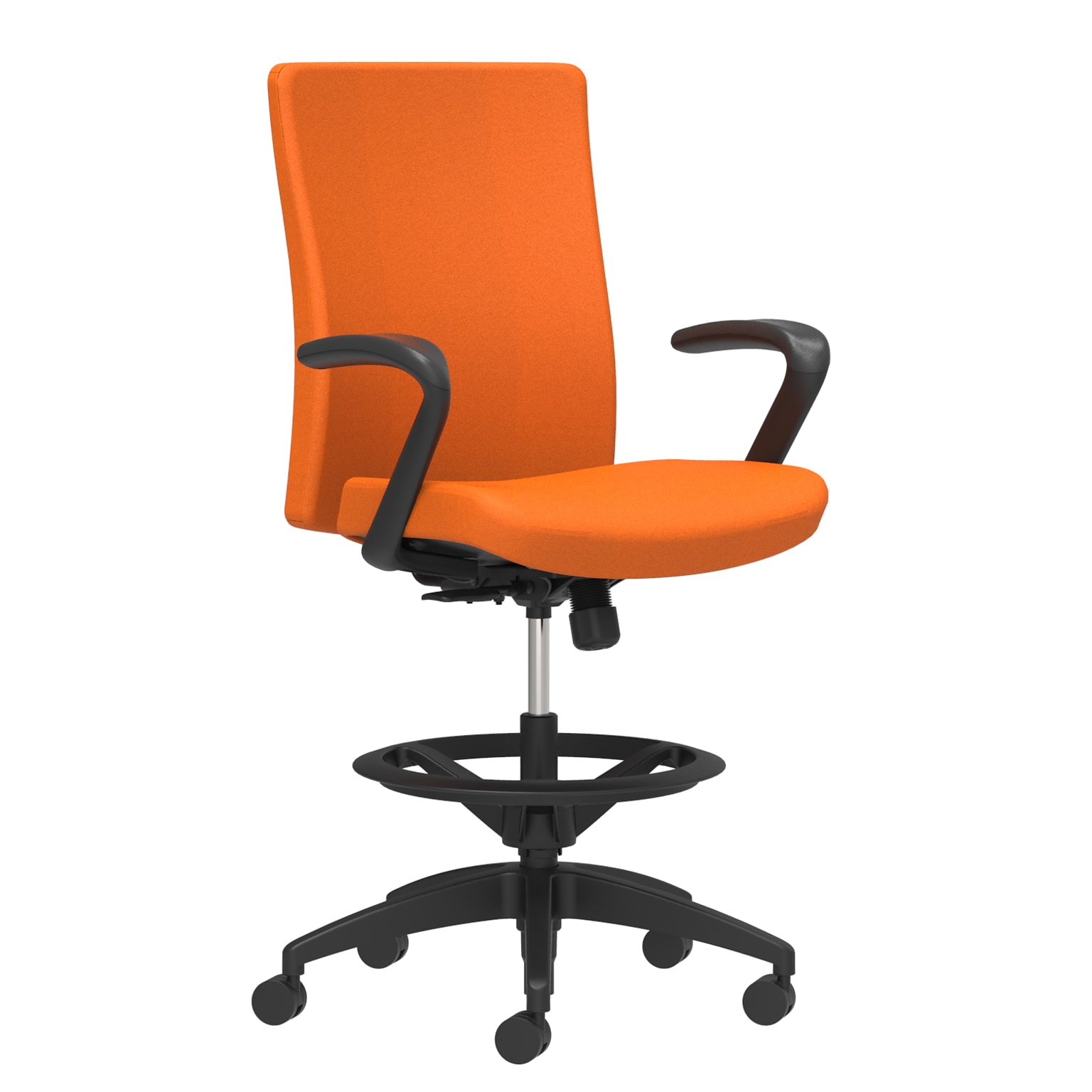 Union & Scale Workplace2.0™ Stool Upholstered, Fixed Arms, Apricot Fabric, Limited Synchro Tilt (54215)