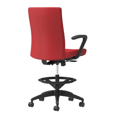 Union & Scale Workplace2.0™ Stool Upholstered, Fixed Arms, Cherry Fabric, Limited Synchro Tilt (5421