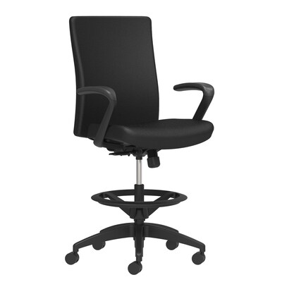 Union & Scale Workplace2.0™ Stool Upholstered, Fixed Arms, Black Fabric, Limited Synchro Tilt (54220)