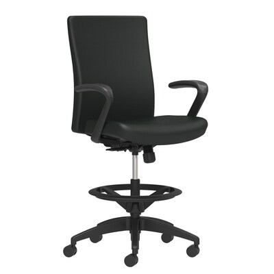 Union & Scale Workplace2.0™ Stool Upholstered, Fixed Arms, Black Vinyl Limited Synchro Tilt (54222)