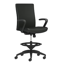 Union & Scale Workplace2.0™ Stool Upholstered, Fixed Arms, Black Vinyl Limited Synchro Tilt (54222)