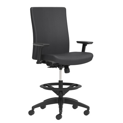 Union & Scale Workplace2.0™ Stool Upholstered 2D, Adjustable Arms, Carbon Vinyl Limited Synchro Tilt