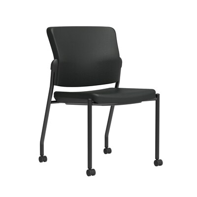 Union & Scale Workplace2.0™ Multi-Purpose Upholstered 4-Leg Guest Chair, Armless, Black Vinyl (54112)