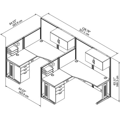 Bush Business Furniture Office in an Hour 2 Person L Shaped Cubicle Workstations, Hansen Cherry (OIAH008HC)