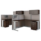 Bush Business Furniture Office in an Hour 2 Person L Shaped Cubicle Workstations, Mocha Cherry (OIAH