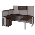 Bush Business Furniture Office in an Hour U Shaped Reception Desk with Storage, Mocha Cherry (OIAH009MR)