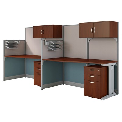 Bush Business Furniture Office in an Hour 2 Person Cubicle Workstations, Hansen Cherry (OIAH005HC)