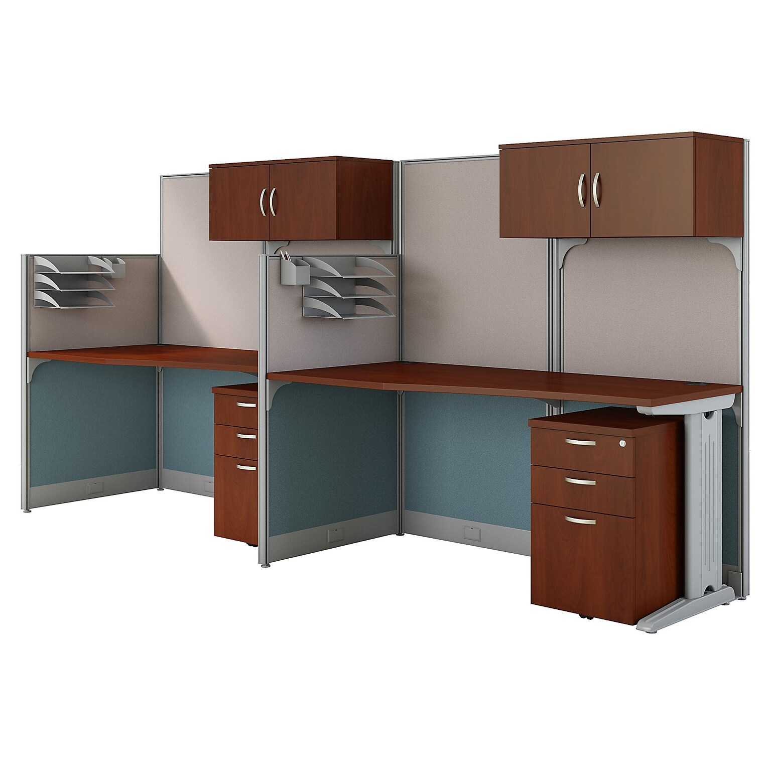 Bush Business Furniture Office in an Hour 2 Person Cubicle Workstations, Hansen Cherry (OIAH005HC)