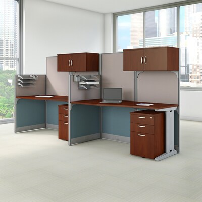 Bush Business Furniture Office in an Hour 2 Person Cubicle Workstations, Hansen Cherry (OIAH005HC)