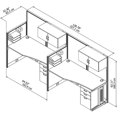 Bush Business Furniture Office in an Hour 2 Person Cubicle Workstations, Hansen Cherry (OIAH005HC)
