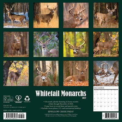 2027 Willow Creek Whitetail Monarchs 12 x 12 Monthly Wall Calendar, Assorted Colors (62975)