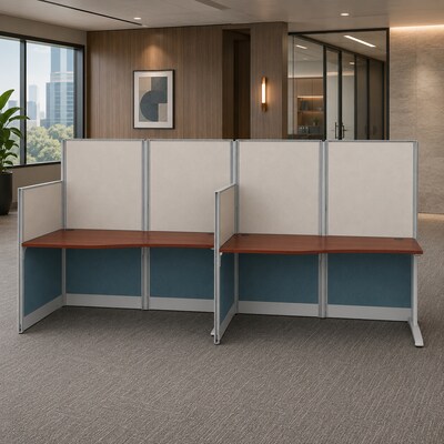 Regency Instant Office 63H x 129W 2 Person In-Line Cubicle Panel Workstation, Hansen Cherry (IO36492-03K-2P)
