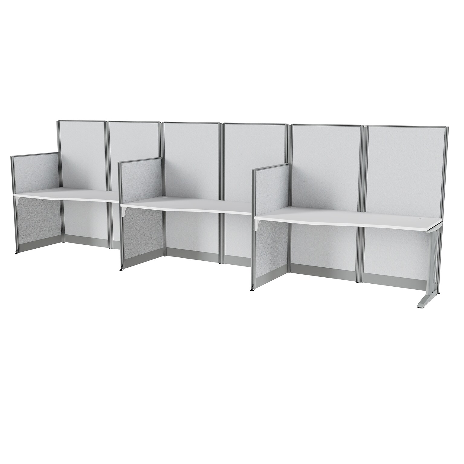 Regency Instant Office 63H x 193.5W 3 Person In-Line Cubicle Panel Workstation, Pure White (IO36192-03K-3P)